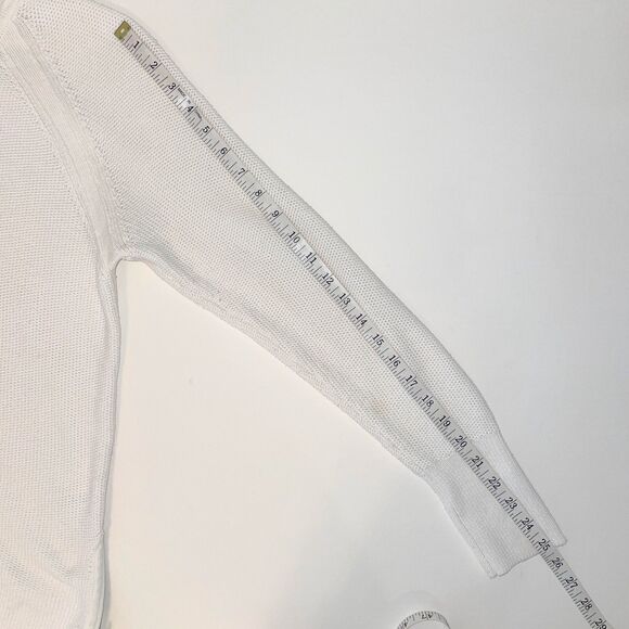 ATHLETA Varsity Crewneck Knit Pullover Side Zipper Sweater Cotton Ivory Cream L - Picture 6 of 12